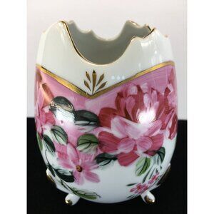 Formalities By Baum Brothers Egg Shaped Vase Floral Rose Footed